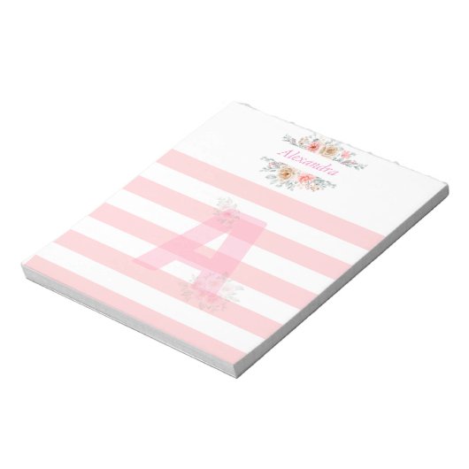 Bloc-note Lettre Initiale Monogramme A Jolie Lettre Rose A (Tourné)