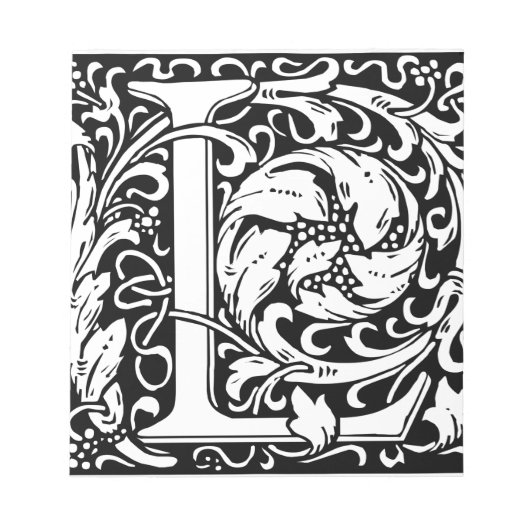 Bloc-note Lettre L Monogramme médiéval Art Nouveau (Devant)