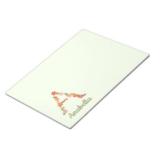 Bloc-note Lettre monogramme alphabétique floral " A"