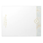 BLOC-NOTE LETTRE MONOGRAPHIQUE MARBRE ÉLÉGANT VERT BLANC NOY (Devant)