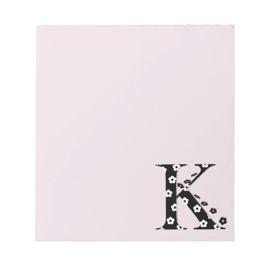 Bloc-note LETTRE Motif Fleur K (Devant)