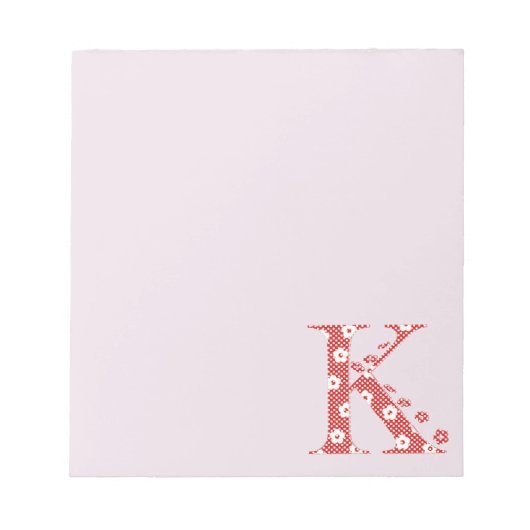 Bloc-note LETTRE Motif Fleur K(rouge) (Devant)