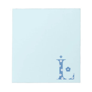 Bloc-note LETTRE Motif Fleur L(bleu)