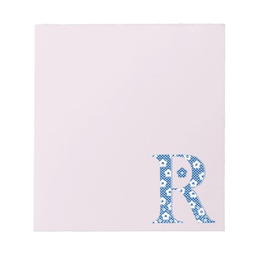 Bloc-note LETTRE Motif Fleur R(bleu) (Devant)