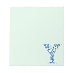 Bloc-note LETTRE Motif Fleur Y(bleu)