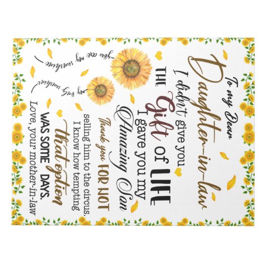 Bloc-note Lettre Personnalisée À Ma Fille En Droit (Devant)