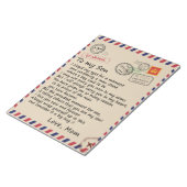 Bloc-note Lettre personnalisée à mon fils de maman, Air Mail (Incliné)