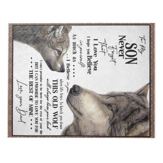 Bloc-note Lettre personnalisée à mon fils de papa (Devant)