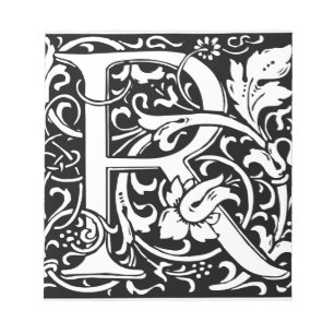 Bloc-note Lettre R Monogramme Art Nouveau Médiéval