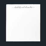 Bloc-note Lettres de script minimaliste Couples personnalisé<br><div class="desc">Bloc-notes minimaliste avec lettres de script personnalisé Couples</div>