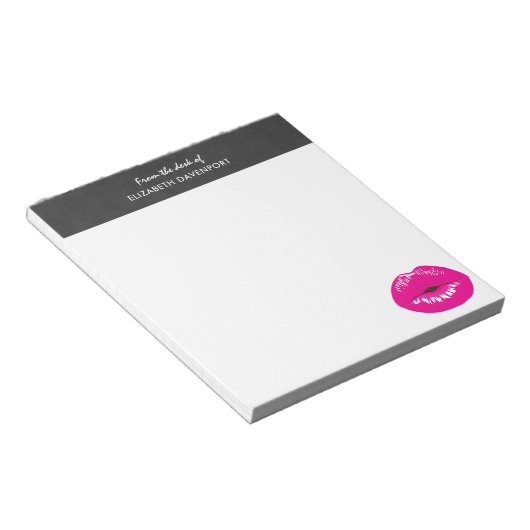 Bloc-note Lèvres roses chaudes Illustration brillante (Incliné)