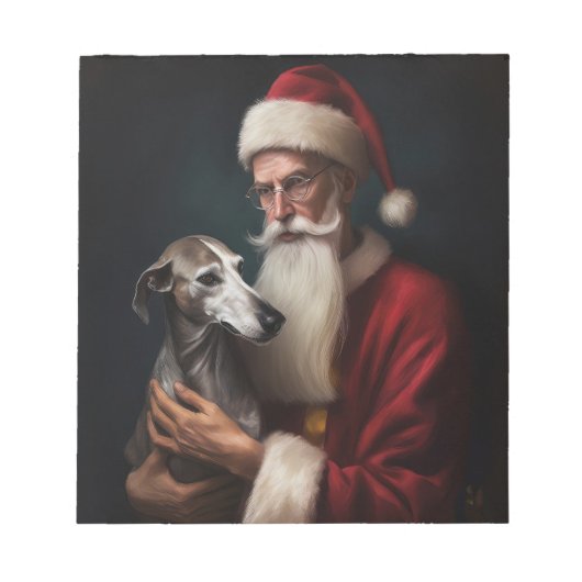 Bloc-note Lévrier avec le Père Noël Festif Noël (Devant)