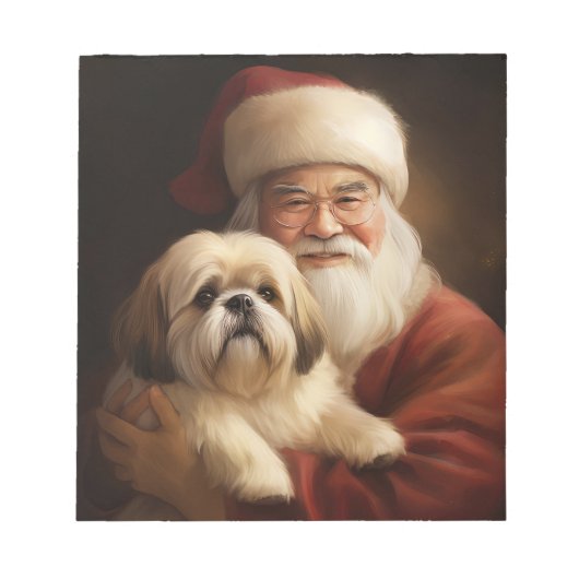 Bloc-note Lhasa Apso avec le Père Noël Noël Festif (Devant)