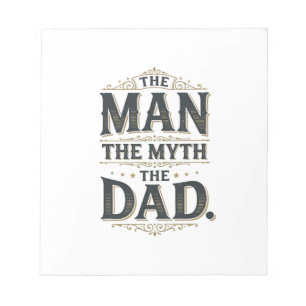 Bloc-note L'homme le mythe le papa vintage typographie t-shi