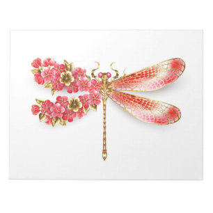 Bloc-note libellule de fleurs avec sakura de bijoux