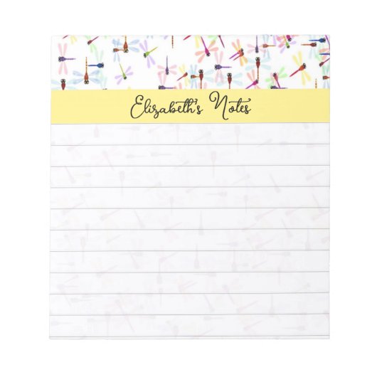 Bloc-note libellules colorées personnalisées (Devant)