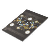 Bloc-note Libellules Steampunk sur fond rayé marron (Incliné)