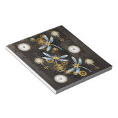 Bloc-note Libellules Steampunk sur fond rayé marron (Incliné)