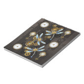 Bloc-note Libellules Steampunk sur fond rayé marron (Tourné)