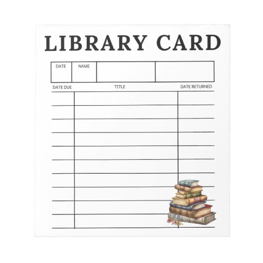 Bloc-note Library Card Vintage Books (Devant)