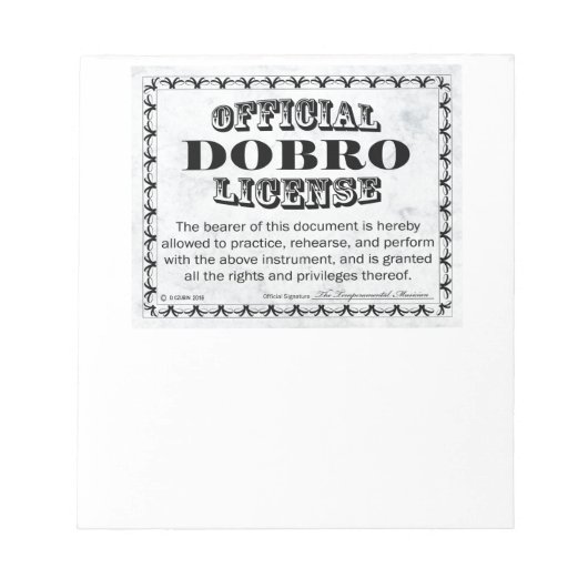 Bloc-note Licence Dobro (Devant)