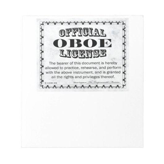 Bloc-note Licence Oboe (Devant)