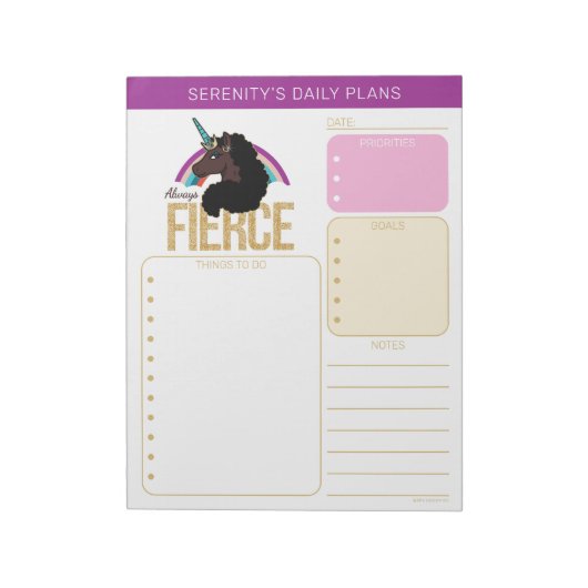 Bloc-note Licorne Afro | Magique - Toujours Féroce (Tourné)