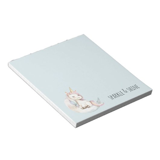 Bloc-note Licorne Bleue sur Nuage (Incliné)