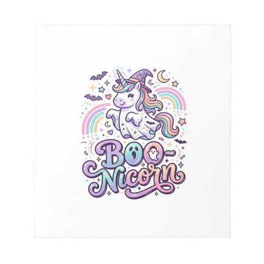 Bloc-note Licorne Boo-licorne Vecteur Premium Conception Vec (Devant)