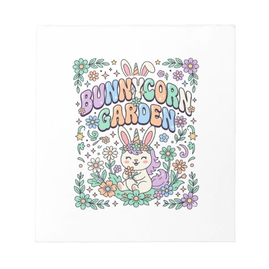 Bloc-note Licorne Bunnycorn Jardin Kawaii Typographie Design (Devant)