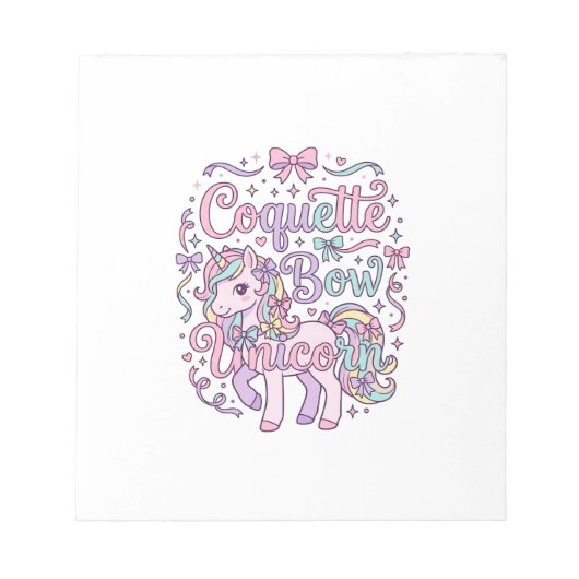 Bloc-note Licorne Coquette Bow Licorne Mignon Graphique Past (Devant)