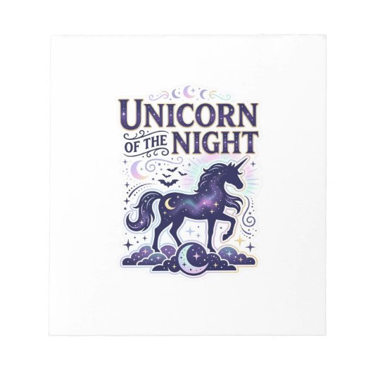 Bloc-note Licorne de la conception graphique de nuit Zazzle  (Devant)