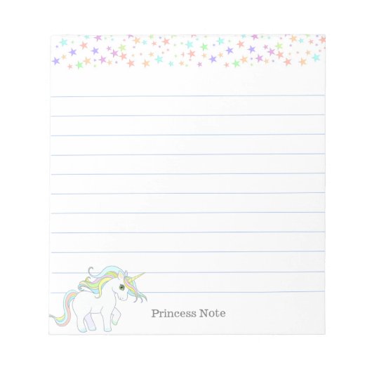 Bloc-note Licorne magique mignonne et étoiles pastel multico (Devant)