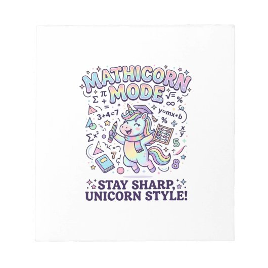 Bloc-note Licorne Mathicorne Mode Charmant Fond Blanc D (Devant)
