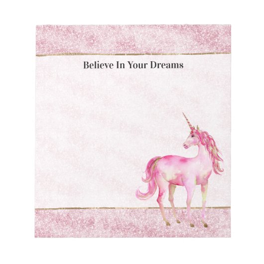 Bloc-note Licorne Pailletée Glitz Rose (Devant)