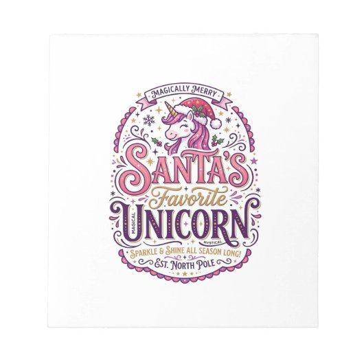 Bloc-note Licorne Santa's Licorne préférée (Devant)