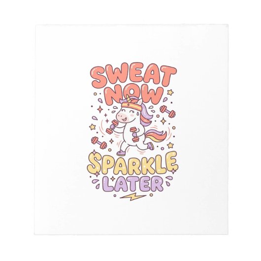 Bloc-note Licorne Transpiration Maintenant Paillettes Plus T (Devant)