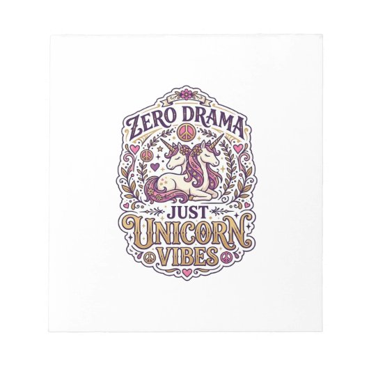 Bloc-note Licorne Zéro Drame Juste Licorne Vibes Élégant Bla (Devant)