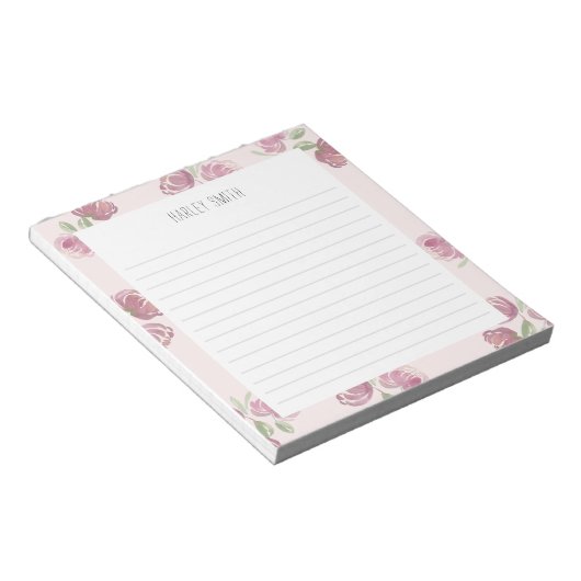 Bloc-note Light Pink Floral Lined Notepad (Incliné)