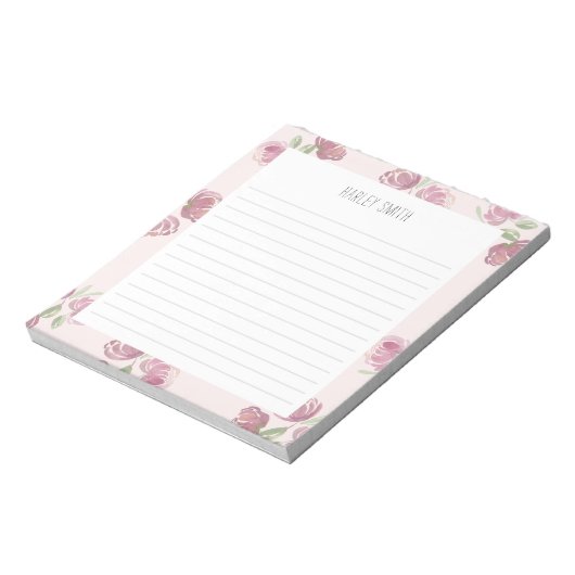 Bloc-note Light Pink Floral Lined Notepad (Tourné)