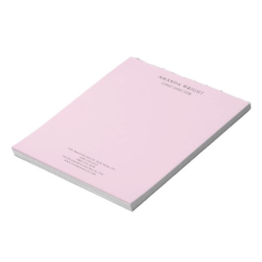 Bloc-note Light Pink Plain Attractive Stylish Business (Tourné)
