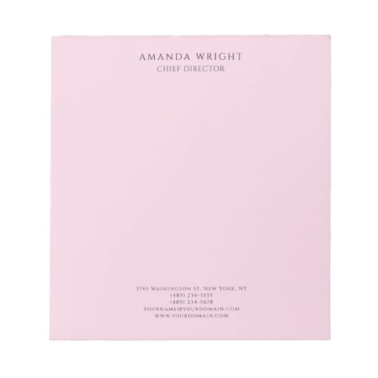 Bloc-note Light Pink Plain Attractive Stylish Business (Devant)