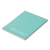 Bloc-note Light Teal Trendy Modern Minimalist Chic Name (Tourné)
