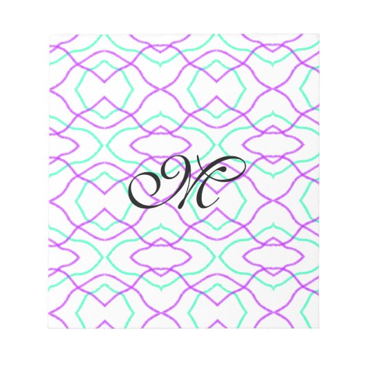 Bloc-note Lignes ondulées simples bleu violet aquarelle ajou (Devant)