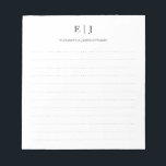 Bloc-note Lignes simples et modernes de monogramme en couple<br><div class="desc">Bloc-notes simple et moderne avec deux monogrammes à pointes</div>