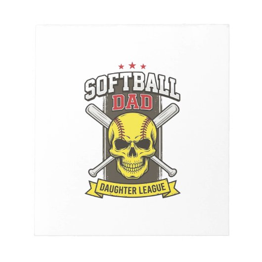 Bloc-note Ligue de softball père fille design vectoriel vint (Devant)