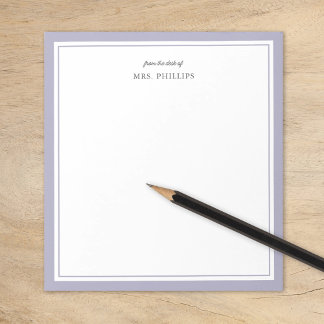 Bloc-note Lilac minimaliste Monogramme cadeau de l'enseignan
