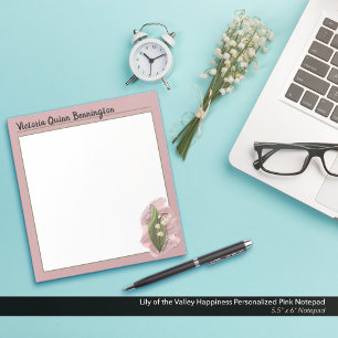 Bloc-note Lily of the Valley Happiness Personnalisé rose