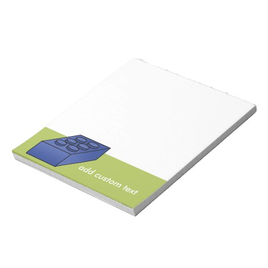 Bloc-note Lime et bâtiment bleu Jouet noir Texte personnalis (Tourné)