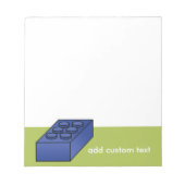 Bloc-note Lime et bâtiment bleu Jouet noir Texte personnalis (Devant)